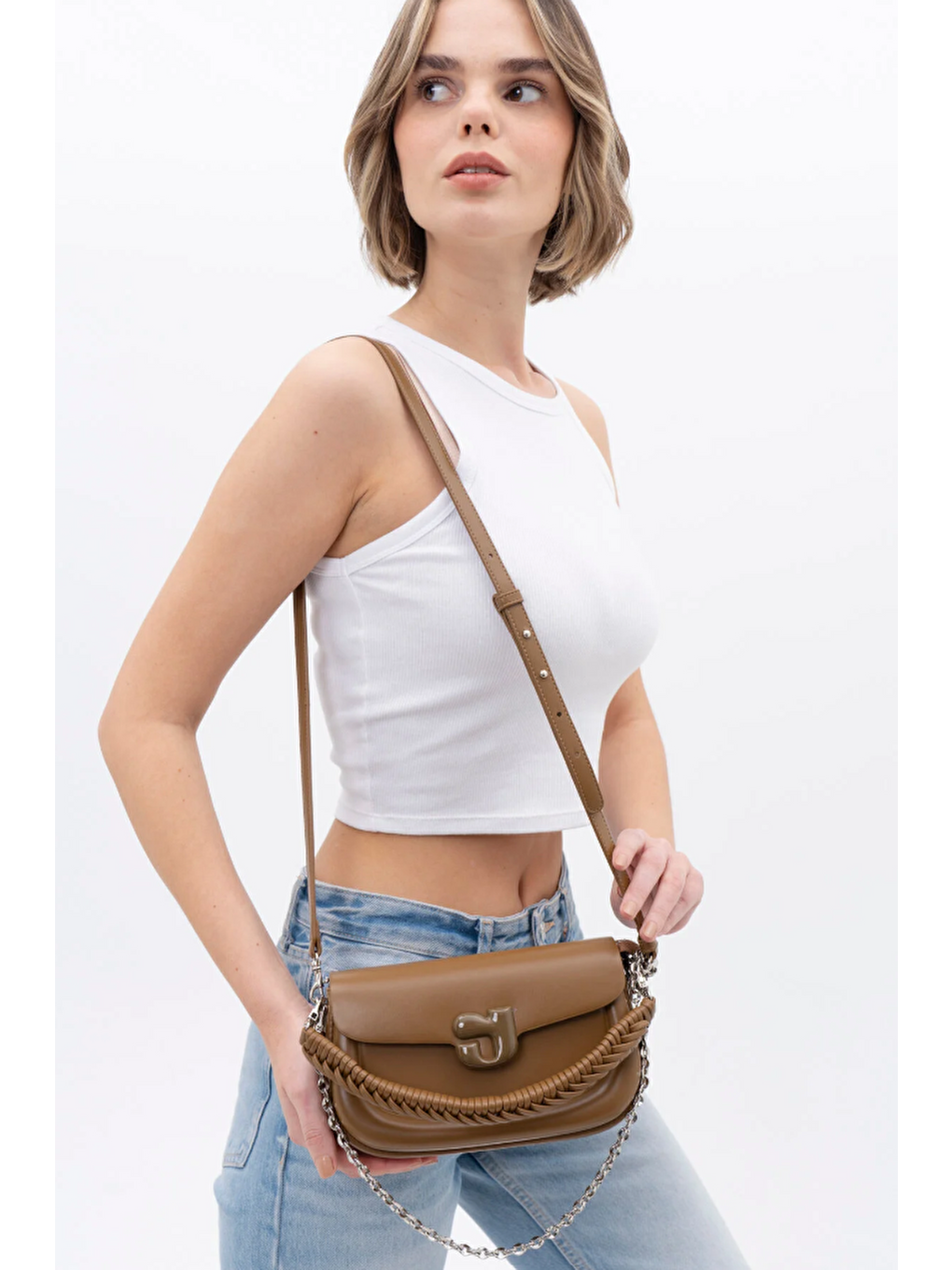 Kahverengi Kadın El Ve Çapraz Askılı Çanta BYN1009-3