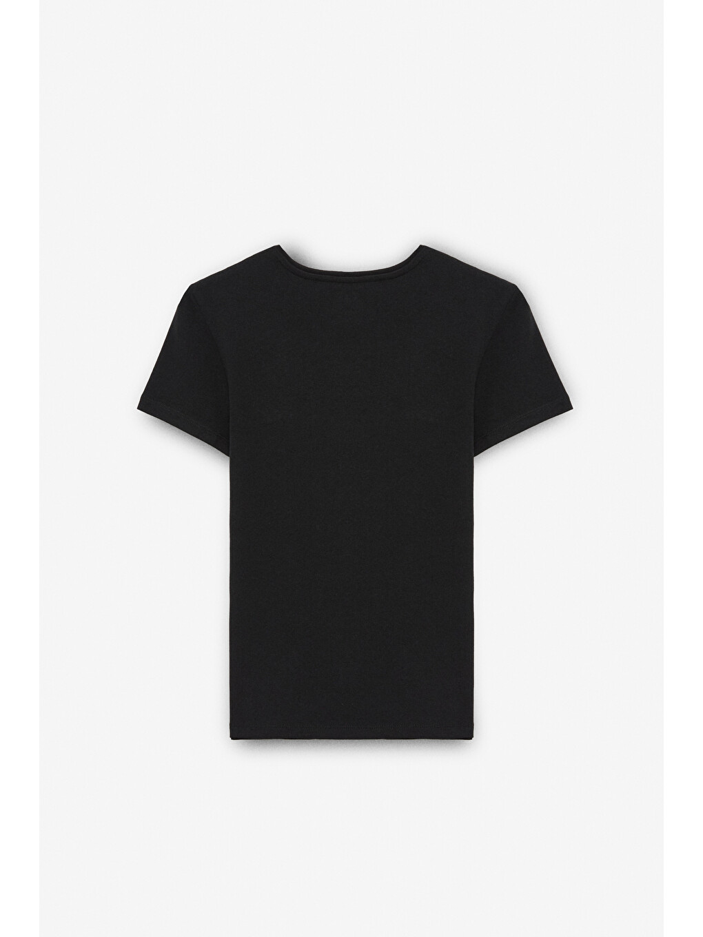 Tarelıa Kadın Bisiklet Yaka Kısa Kollu Slim Siyah T-shirt-2