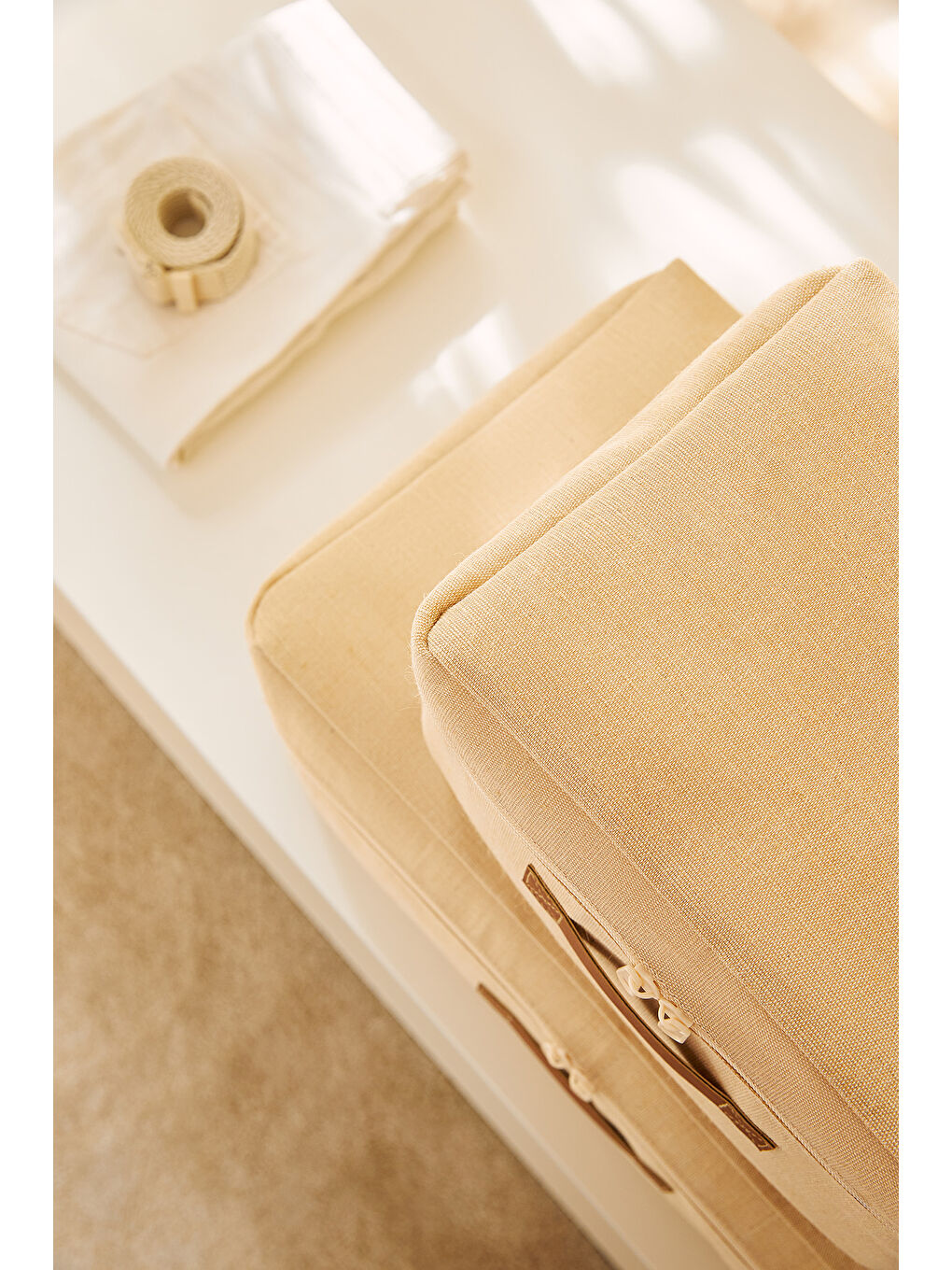 Bej 2'li Jüt Keten Hurç Set 30 x 22 x 18 / 52 x 28 x 21 cm-3