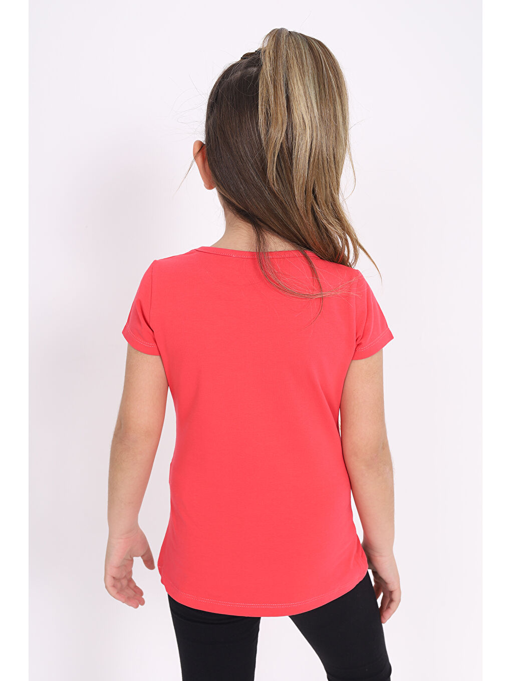 Kırmızı Kız Çocuk Flamingo Baskılı Tişört-3