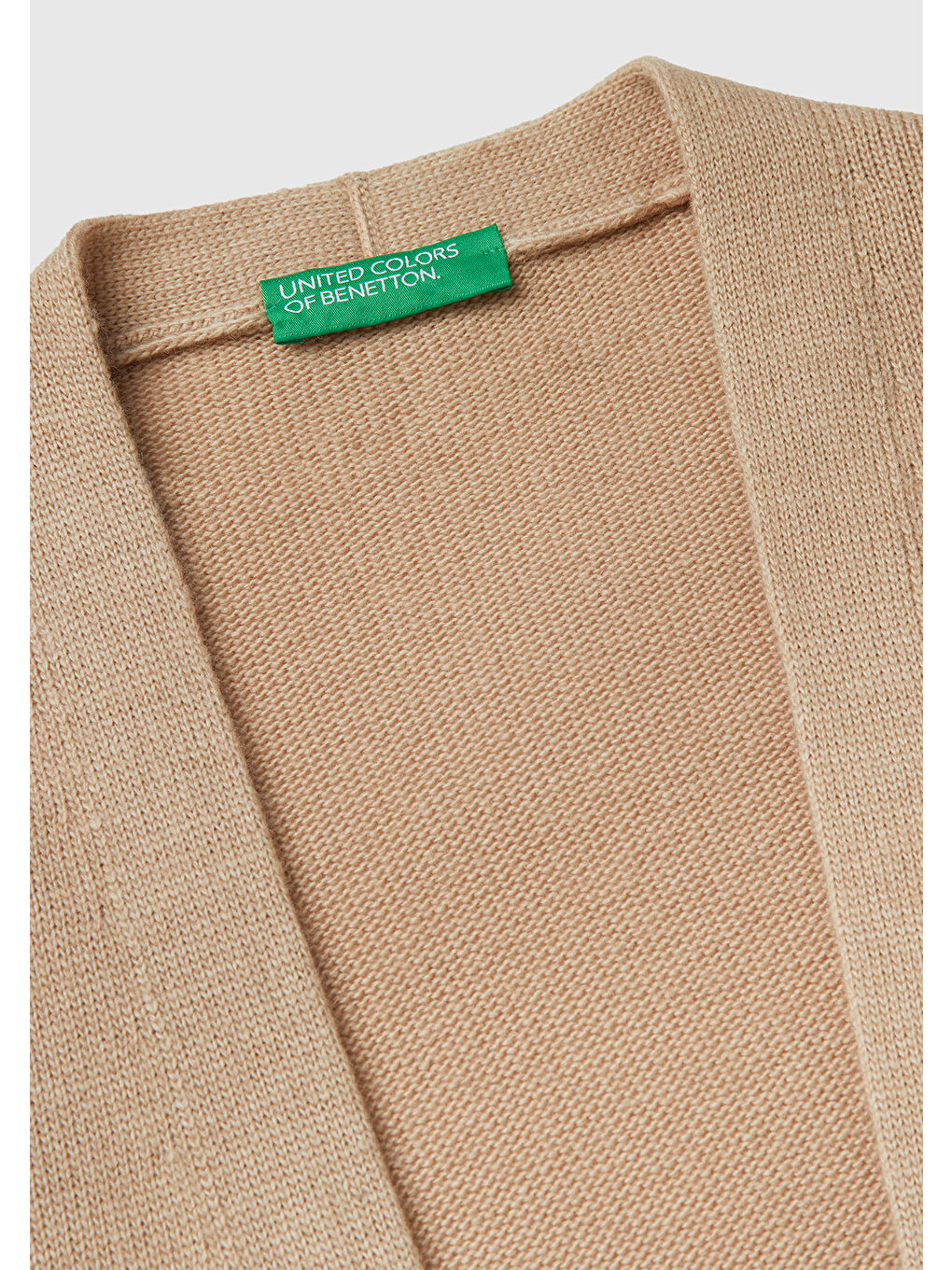 Kadın Bej Yün ve Kaşmir Karışımlı Ribana Detaylı Kısa Kollu Uzun Hırka-6