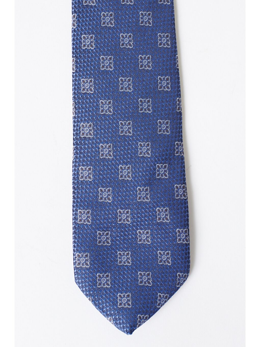 Erkek Mavi-Gri Desenli Mavi-Gri Klasik Kravat-1