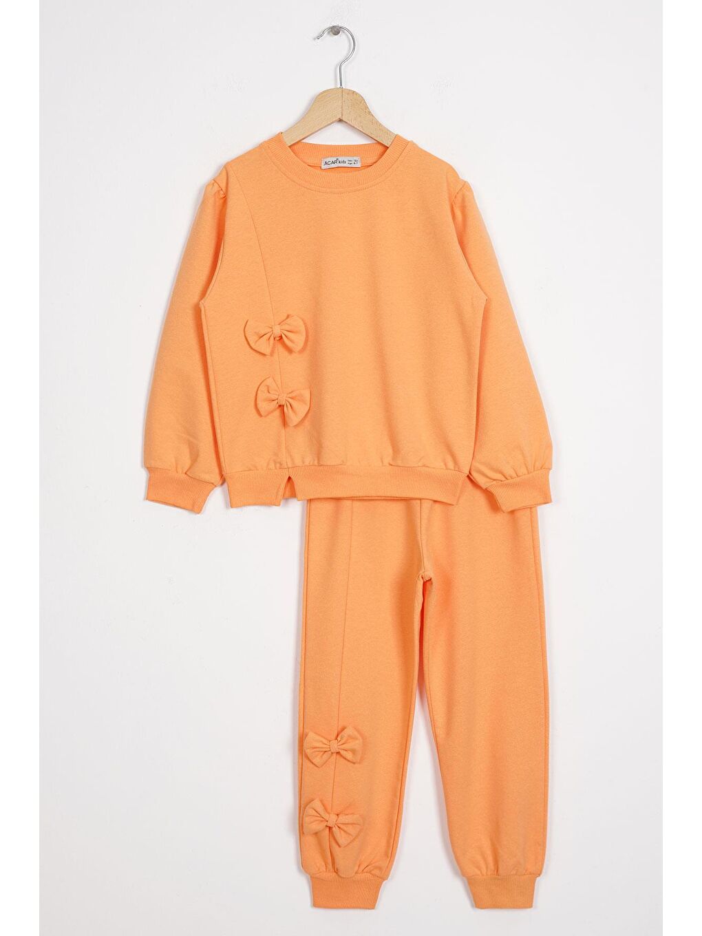 Turuncu Önü Fiyonklu Kız Çocuk Eşofman Takım