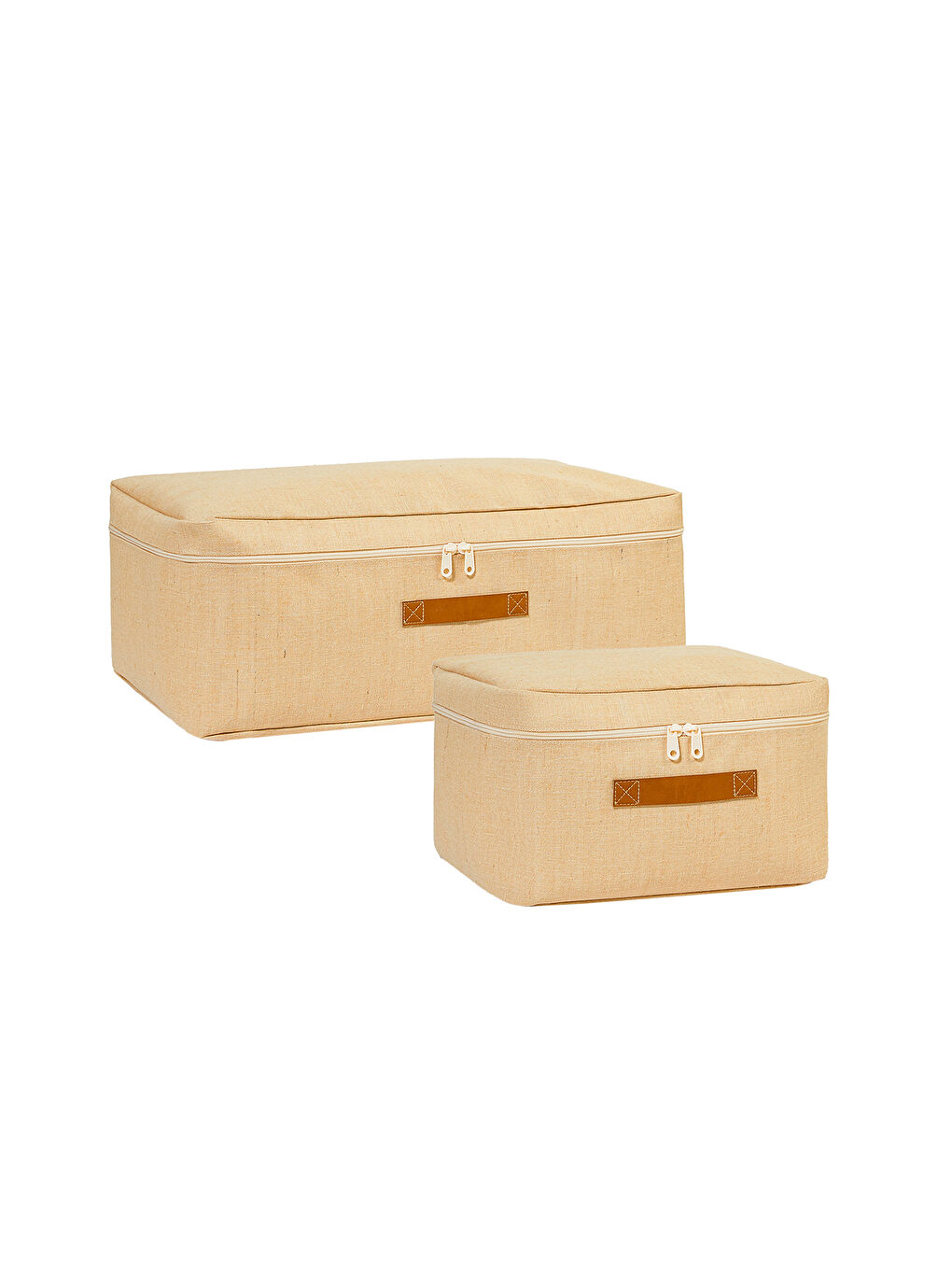 Bej 2'li Jüt Keten Hurç Set 30 x 22 x 18 / 52 x 28 x 21 cm-5