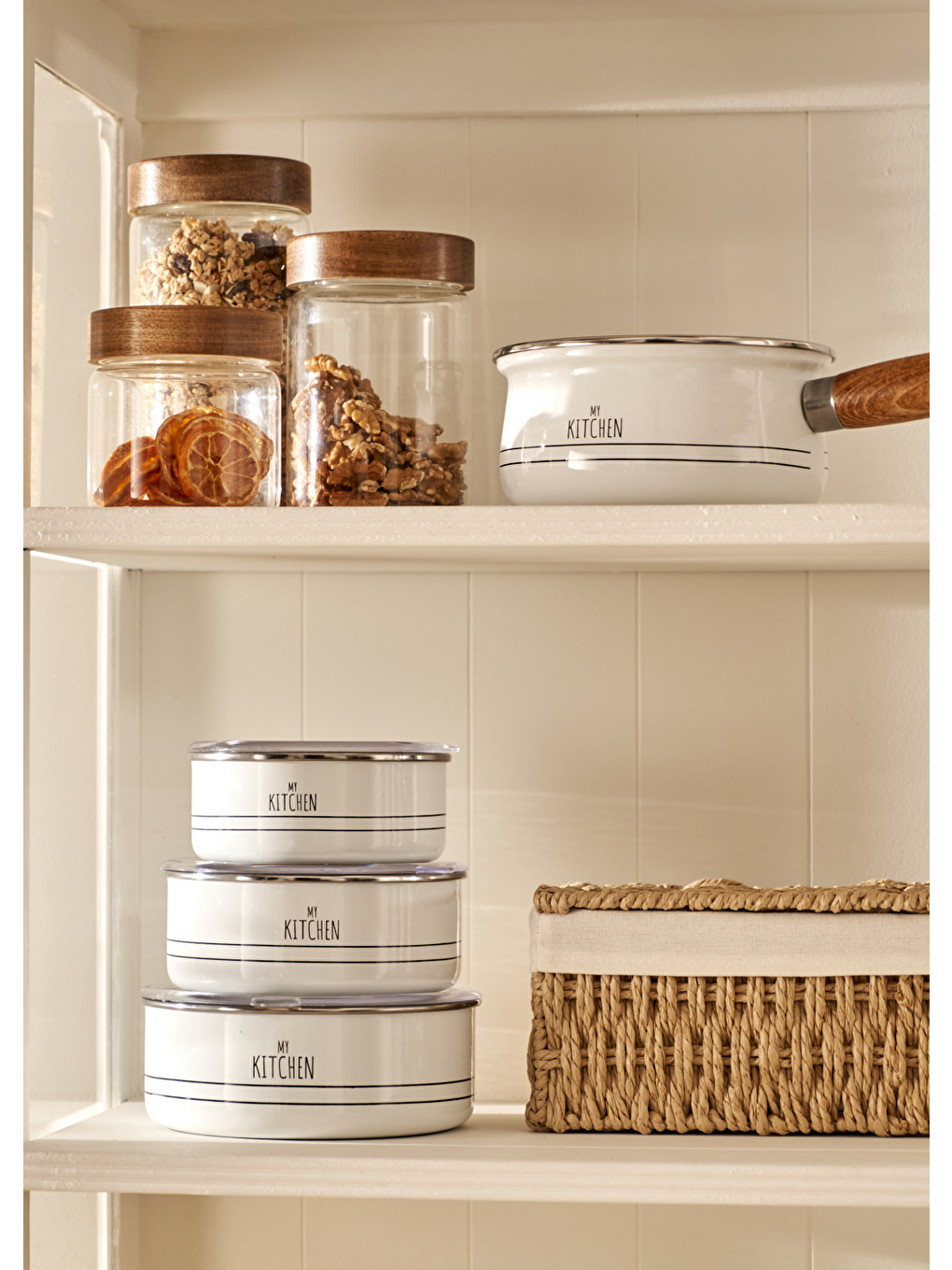 My Kitchen 3'lü Emaye Saklama Kabı Seti Beyaz-7