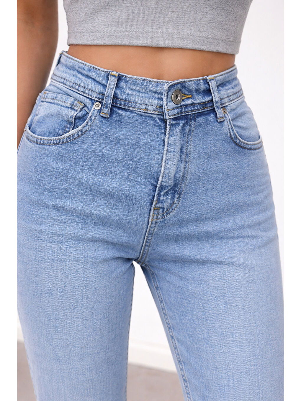 Buz Mavi Esnek Dar Paça Jean-2