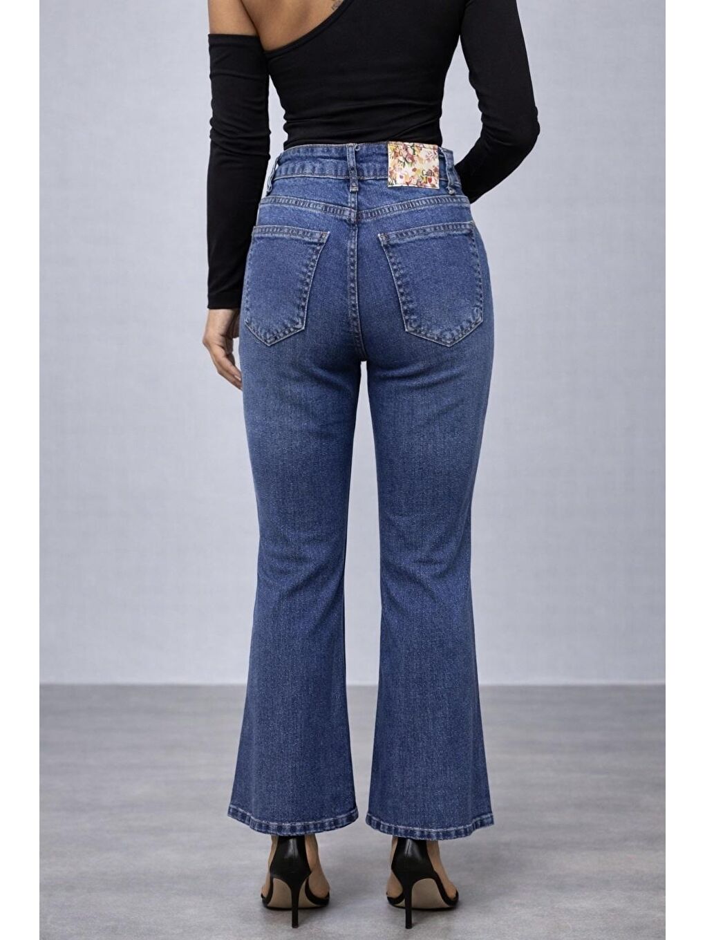 Dikişli Esnek Lacivert Jean-2