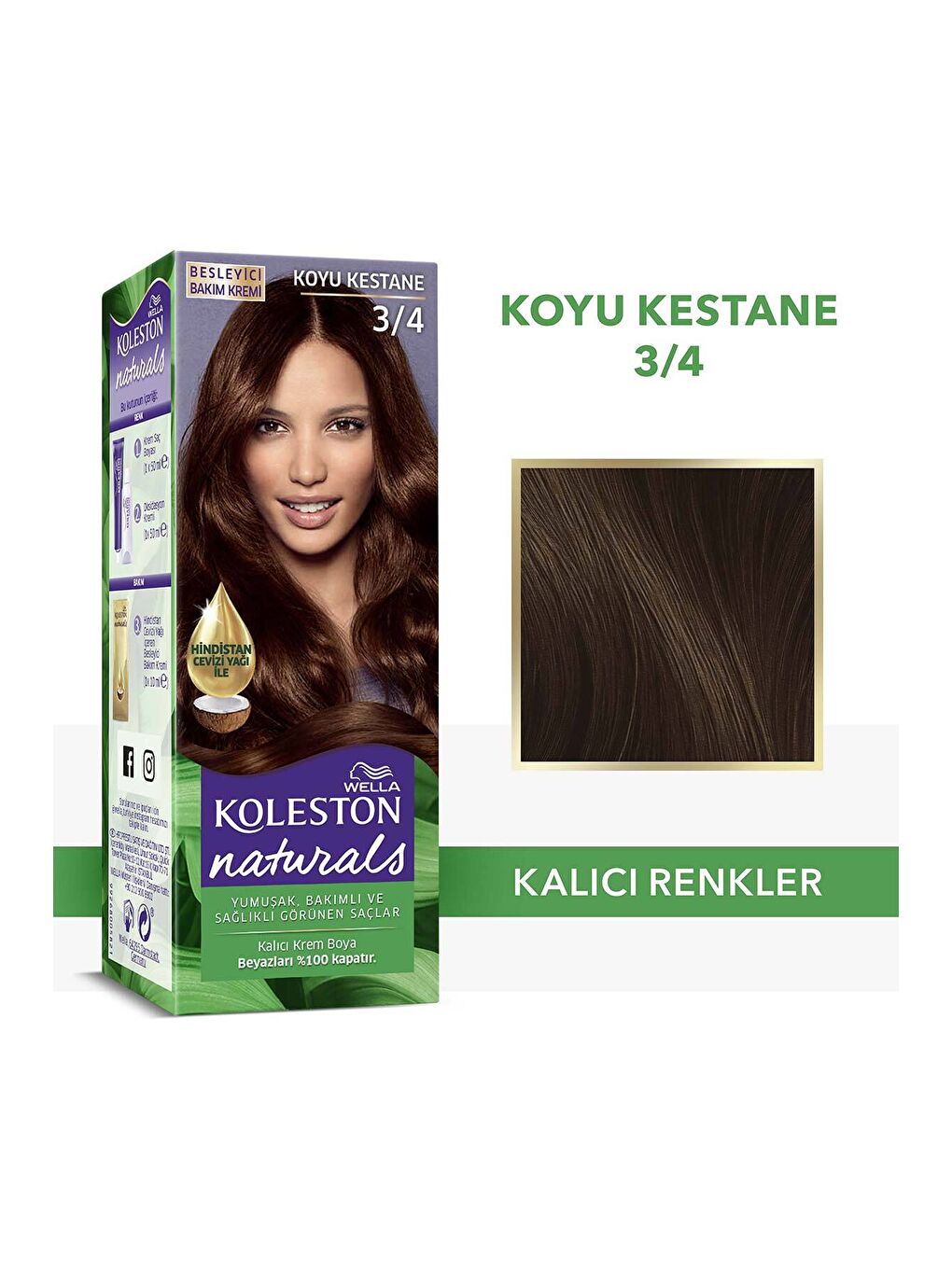 Wella Koyu Gri Koleston Naturals Saç Boyası 3/4 Koyu Kestane