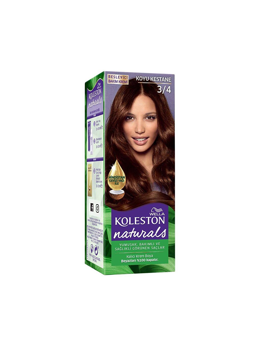 Wella Koyu Gri Koleston Naturals Saç Boyası 3/4 Koyu Kestane - 1