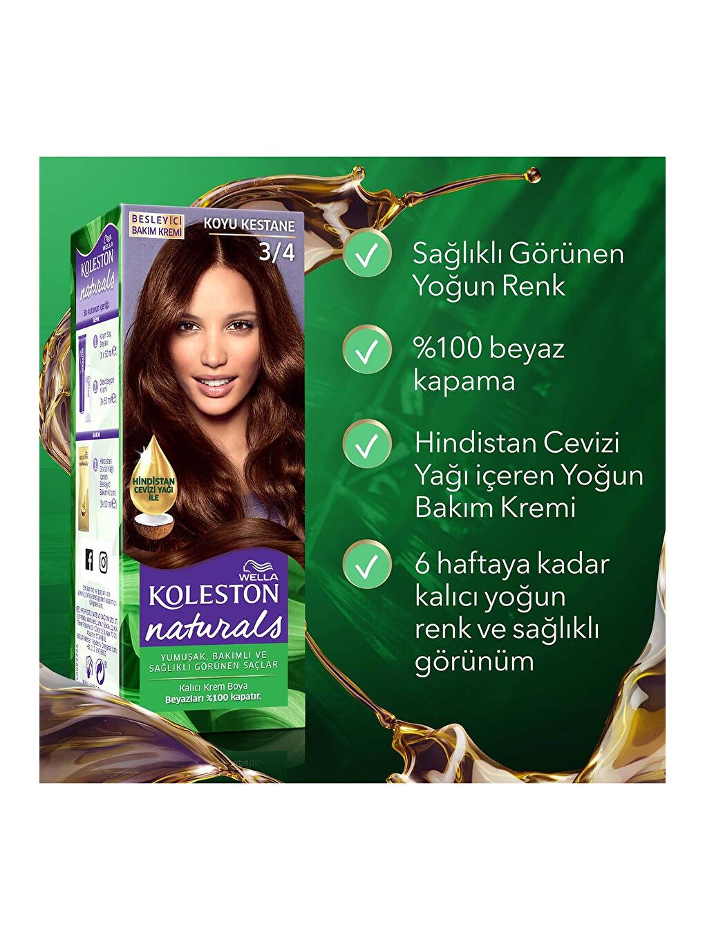 Wella Koyu Gri Koleston Naturals Saç Boyası 3/4 Koyu Kestane - 6