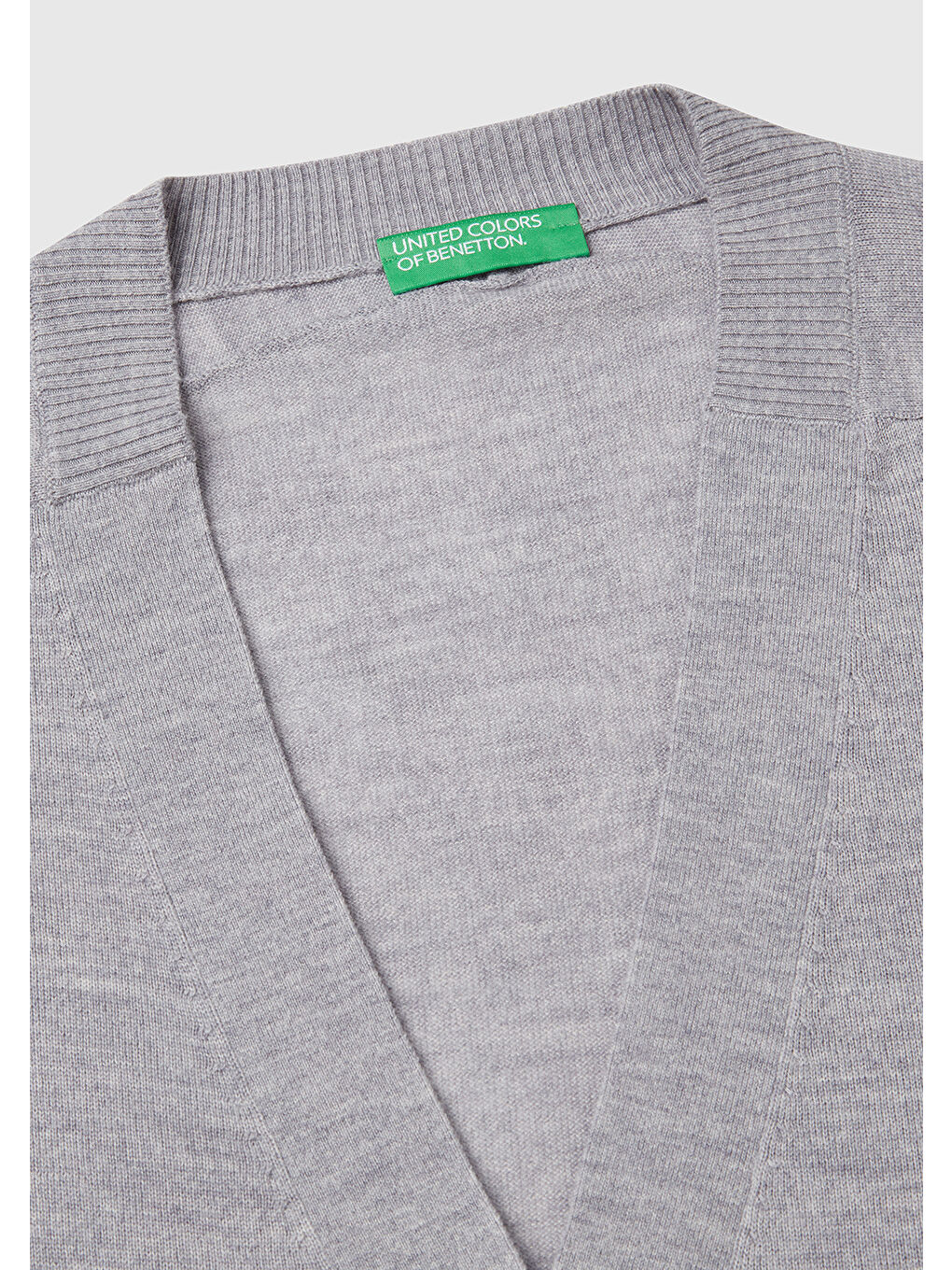 Kadın Gri Melanj %100 Yün Önü Cep Detaylı Düğmeli V Yaka Hırka-6