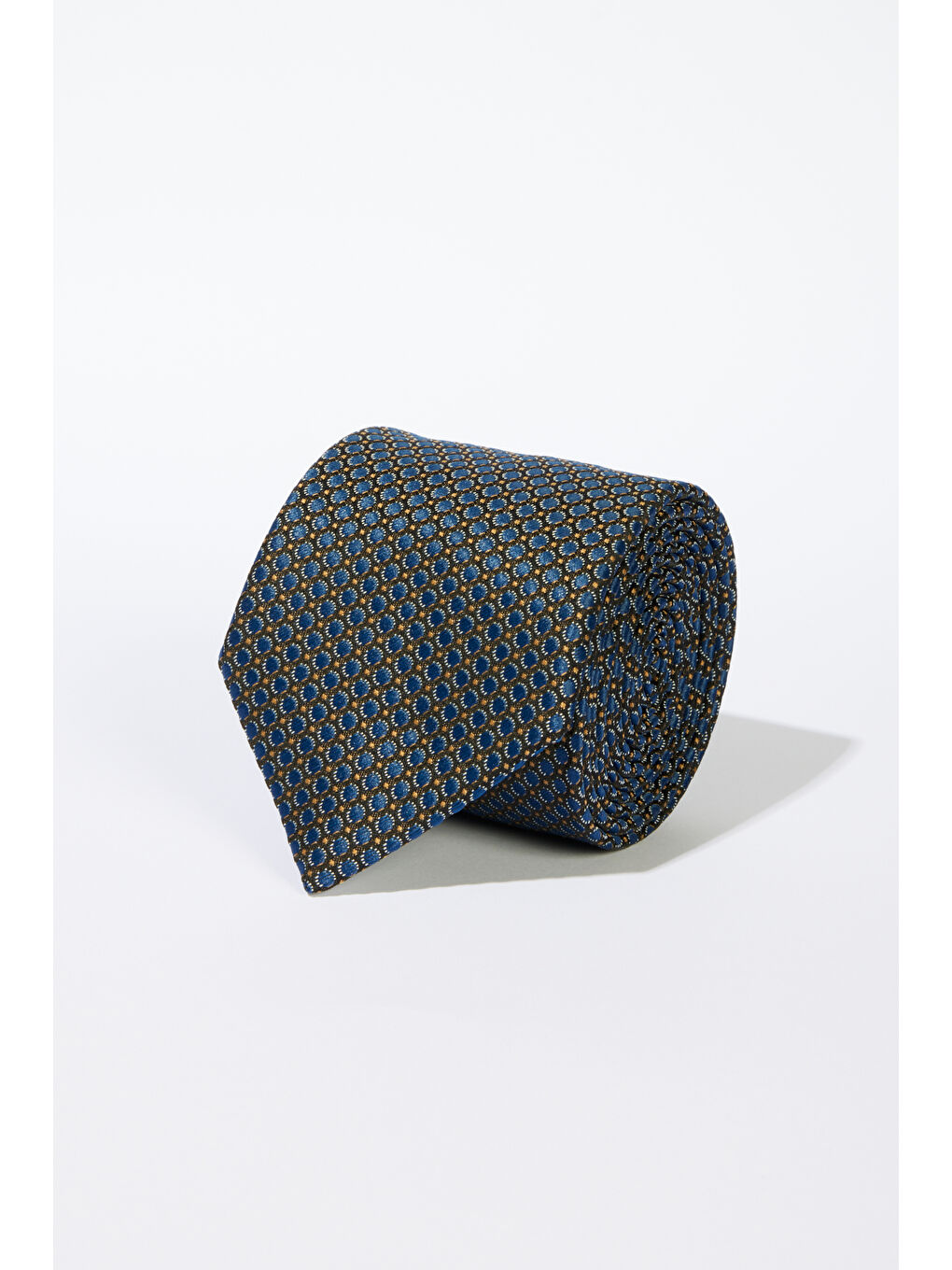 Erkek Lacivert-Sarı Desenli Kravat