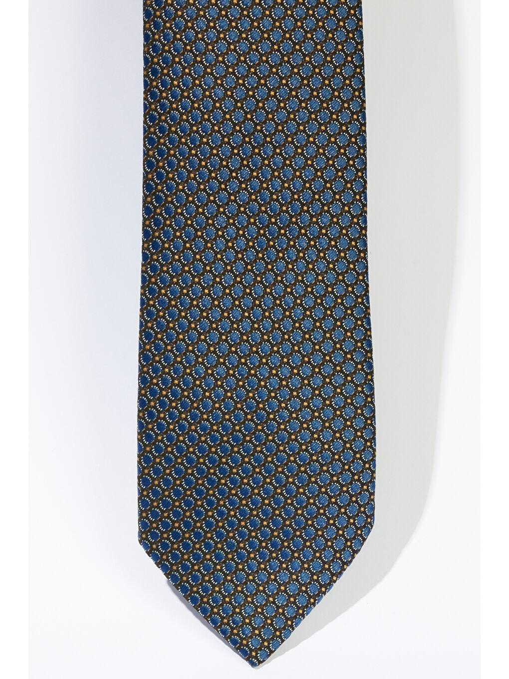 Erkek Lacivert-Sarı Desenli Kravat-1