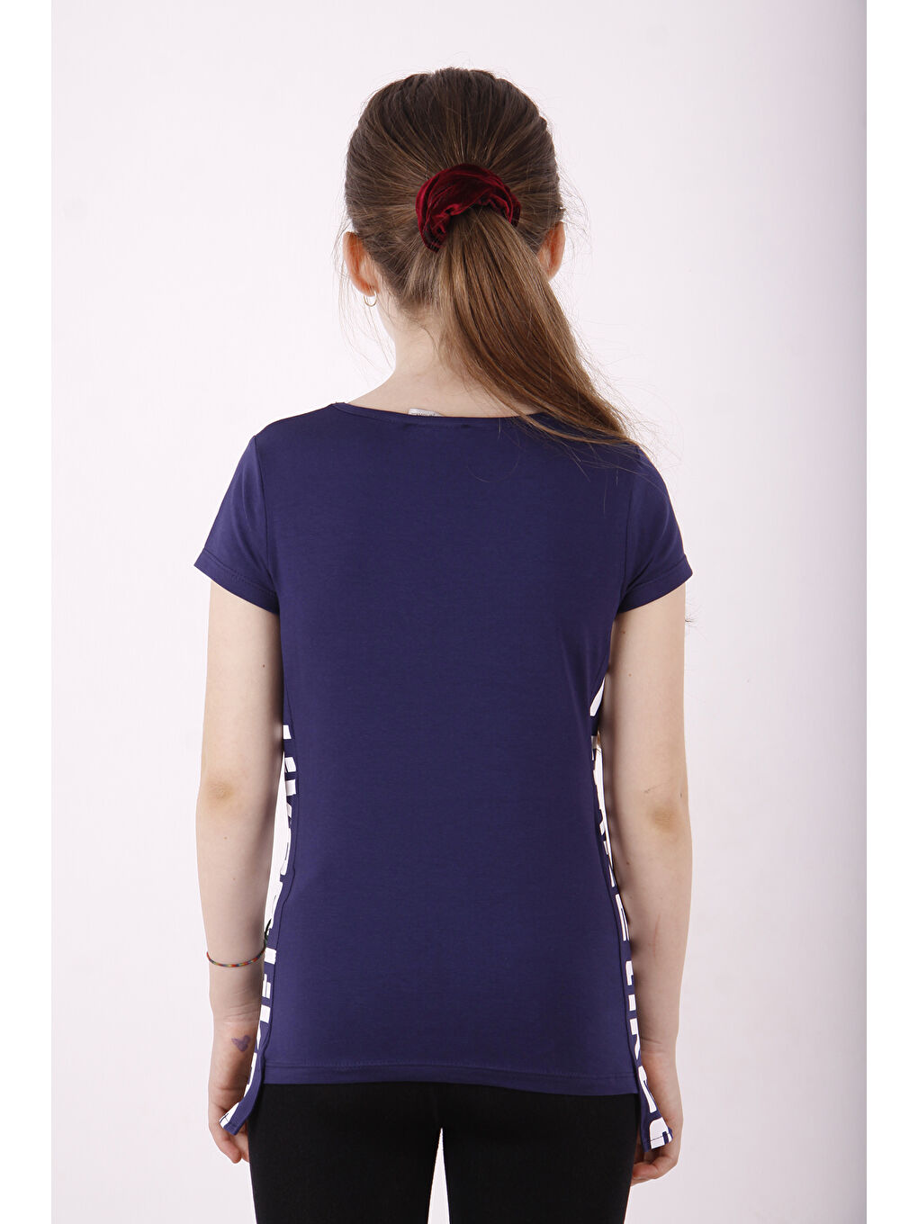 Lacivert Kız Çocuk Likee Baskılı Tişört-2