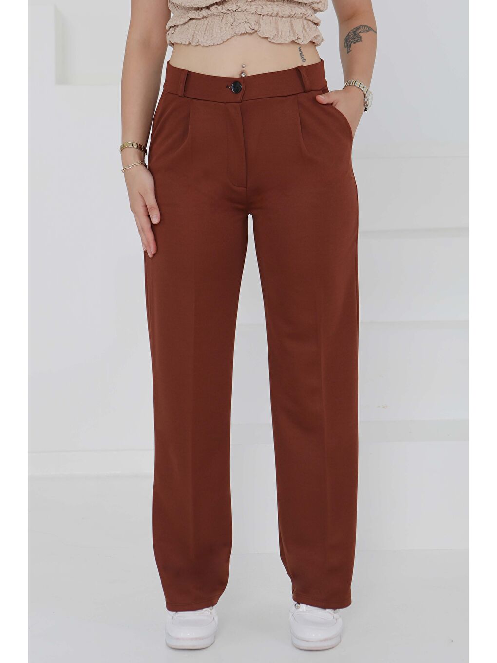 Kahverengi Cepli Palazzo Pantolon Kahve - 27487-1