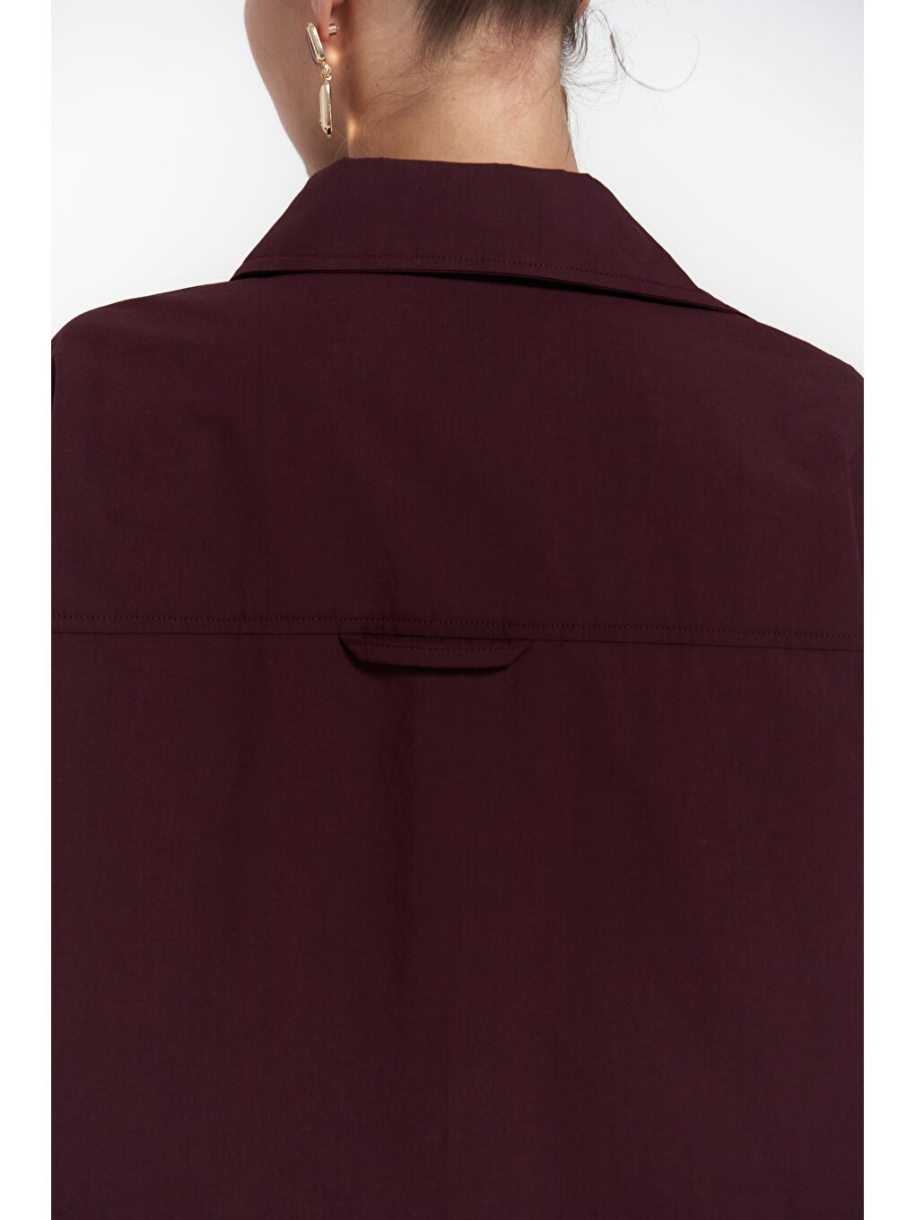 Mai Collection Phoebe Oversize Bordo Gömlek - 5