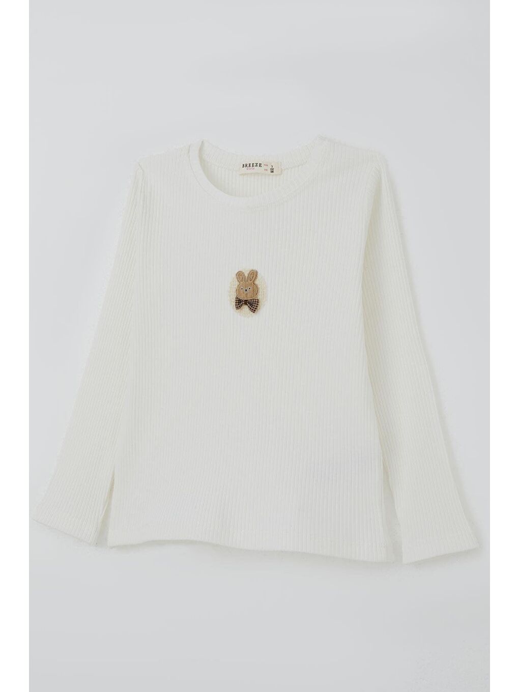 Kız Çocuk Uzun Kollu Tişört Papyonlu Tavşancık Arma Aksesuarlı Ekru (1.5-5 Yaş)-2