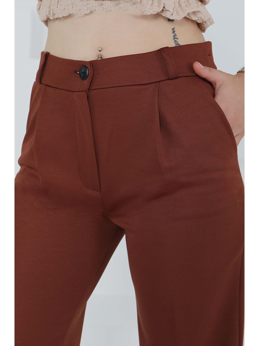 Kahverengi Cepli Palazzo Pantolon Kahve - 27487-3