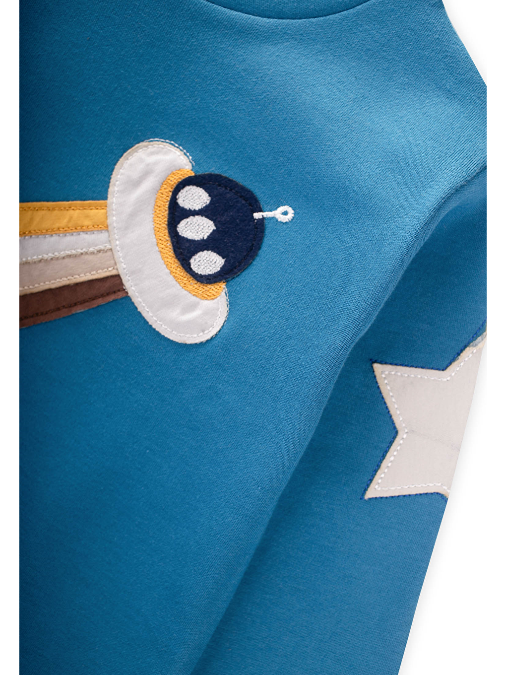 Uzay Aracı Aplikeli Pijama Takım 2-8 Yaş İndigo Mavi-2
