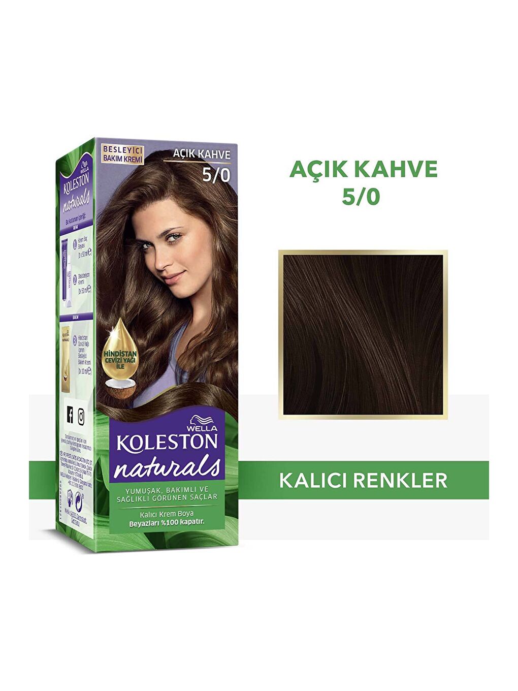 Wella Kahverengi Koleston Naturals Saç Boyası 5/0 Açık Kahve