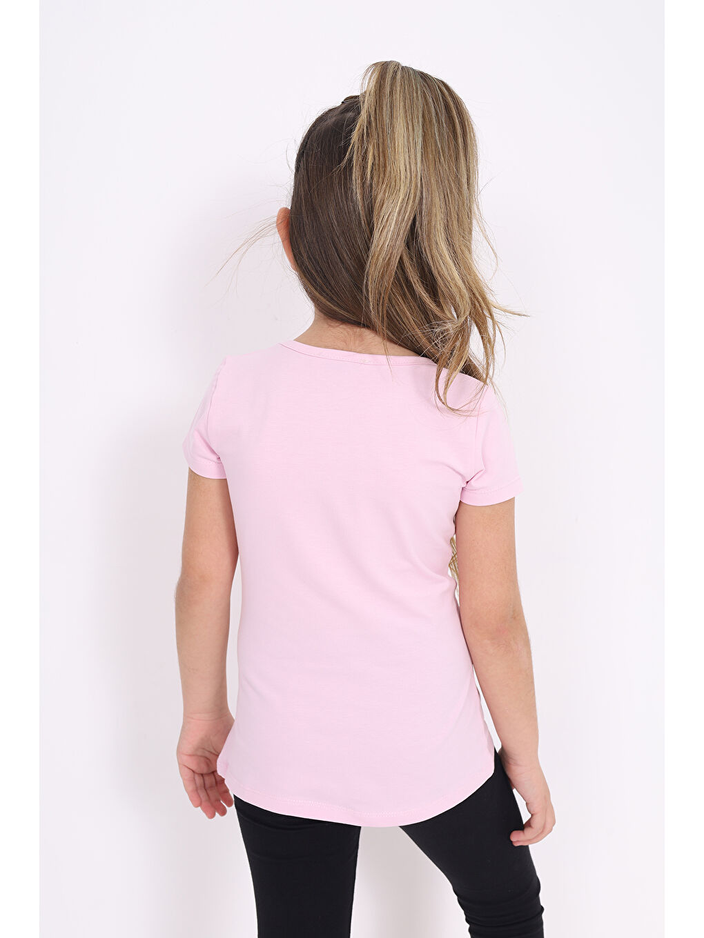 Pembe Kız Çocuk Flamingo Baskılı Tişört-3