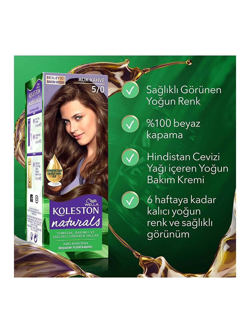 Wella Kahverengi Koleston Naturals Saç Boyası 5/0 Açık Kahve - 6