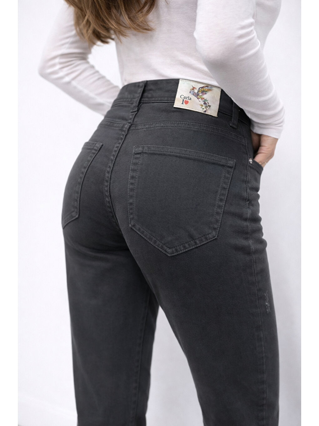 Antrasit Renk Esnek Jean-1