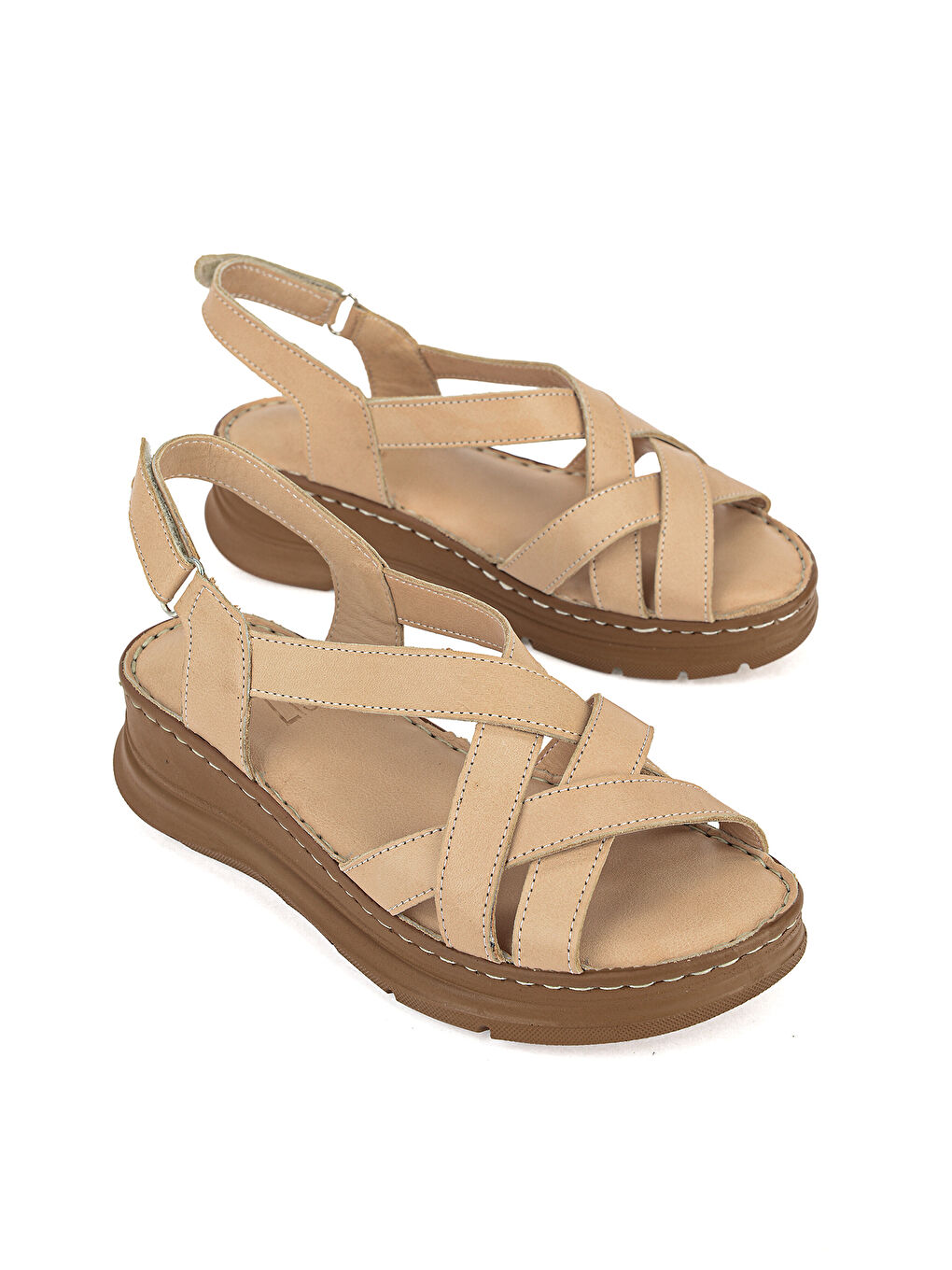 Bej Kadın Hakiki Deri Konfor Sandalet 1611051Z041 Nude-1