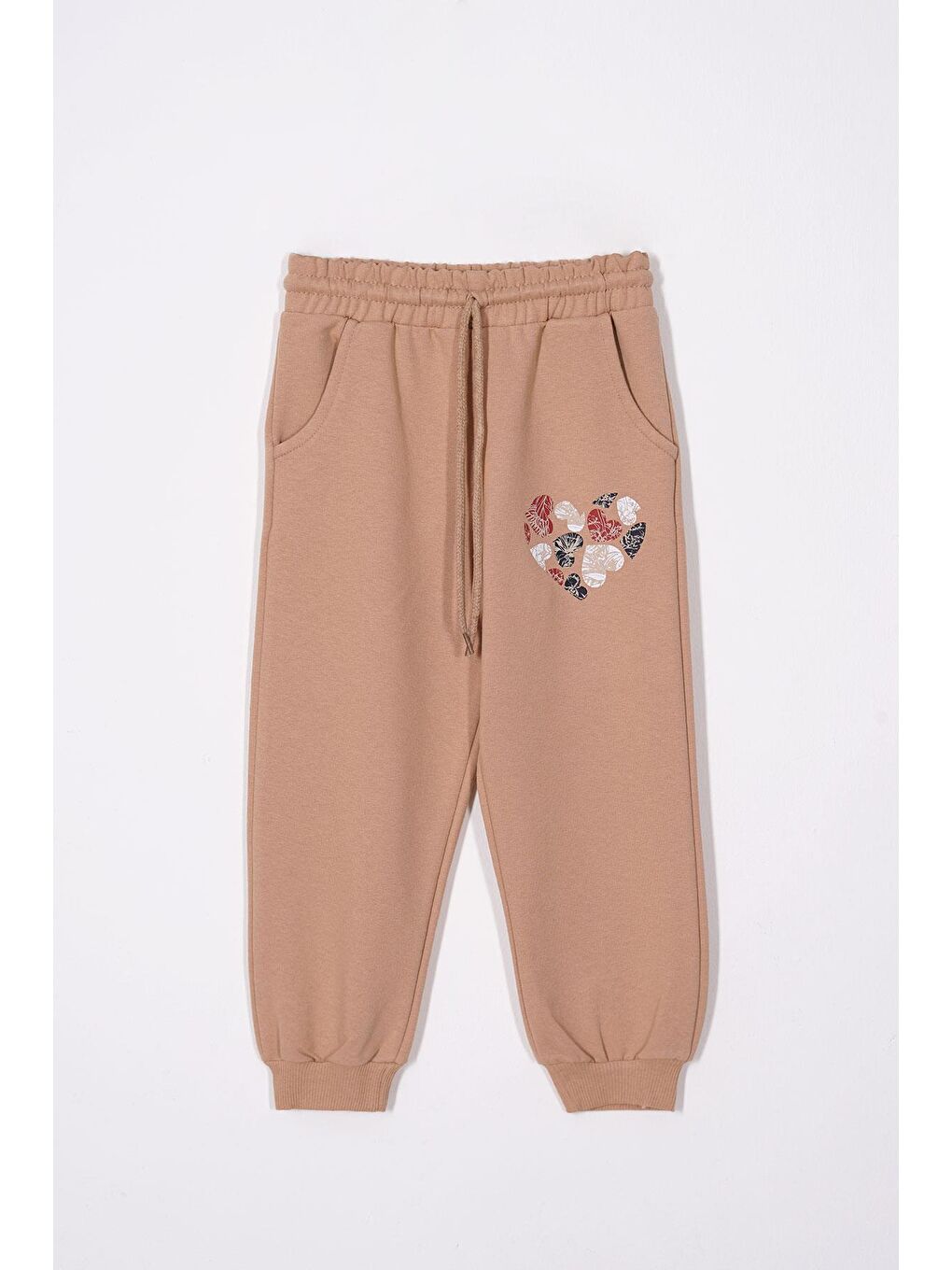 Bej Kalp Baskılı Kız Çocuk Eşofman Takım-5