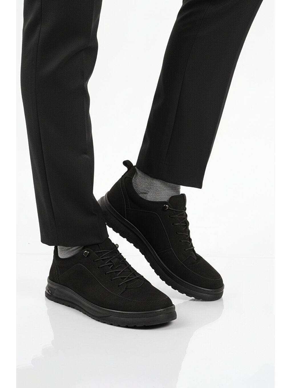 Siyah Nubuk Hakiki Deri Erkek Casual Ayakkabı 138 M