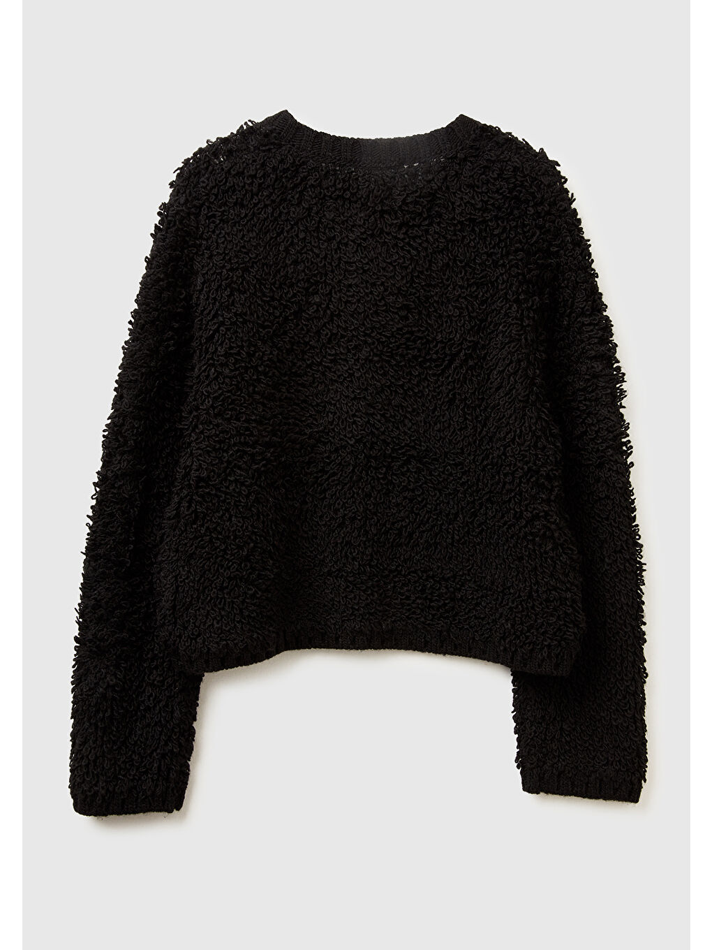 Kadın Siyah Yün Karışımlı Düğmeli Hırka-3