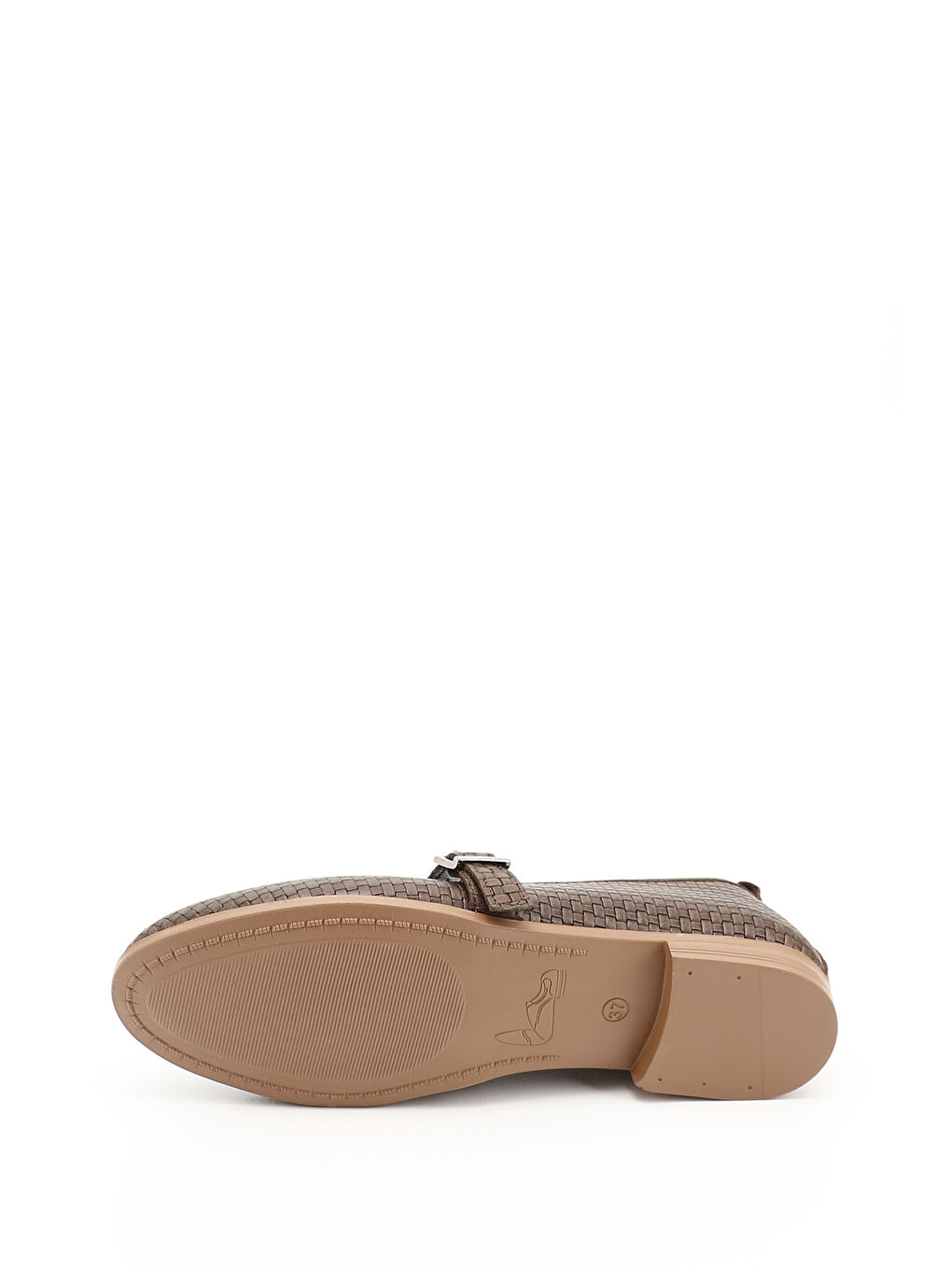 Kahverengi Kadın ORTA KAHVERENGİ Hasır Baskılı Hakiki Deri Babet-3