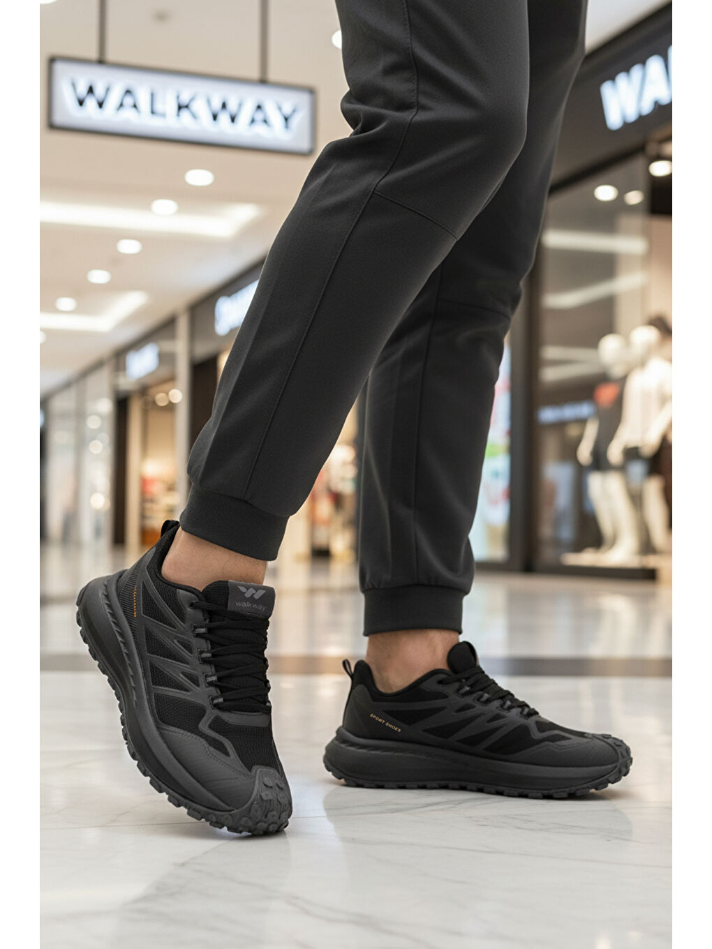 Siyah Kaymaz Bağcıklı Esnek Erkek Spor Ayakkabı Osiria 2035 M-2