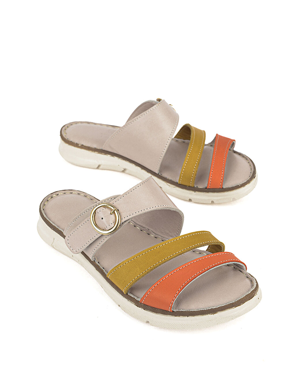 Gri Kadın Hakiki Deri Konfor Terlik 1611051Z7102 Silver-1