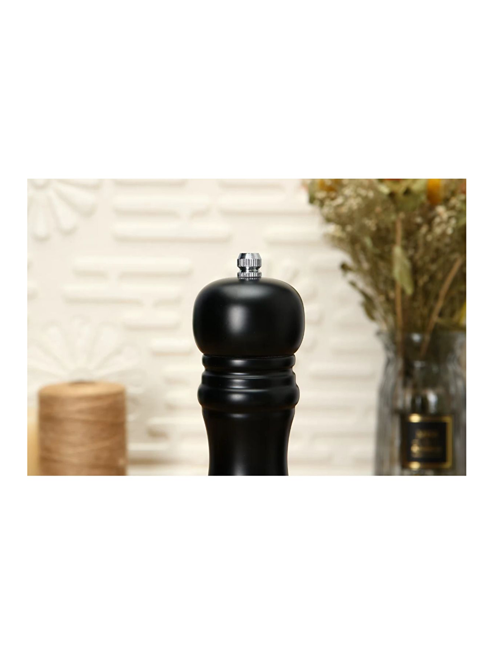 Siyah Ahşap Seramik Bıçaklı Baharat ve Tuz Değirmeni 20 cm 2 Adet-1