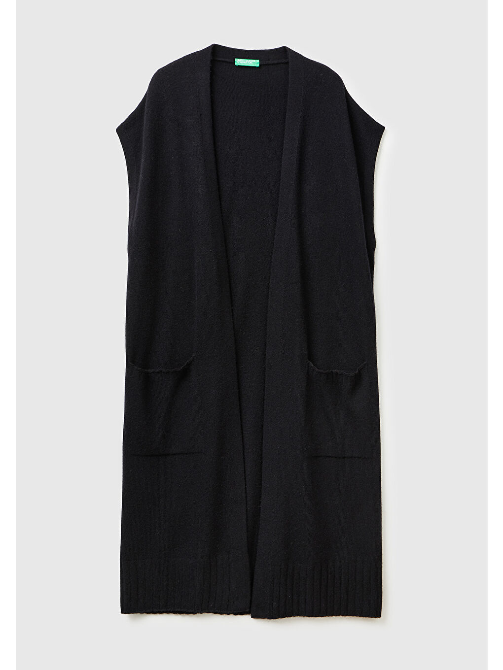 Siyah Kadın Sİyah Yün ve Kaşmir Karışımlı Ribana Detaylı Kısa Kollu Uzun Hırka-1