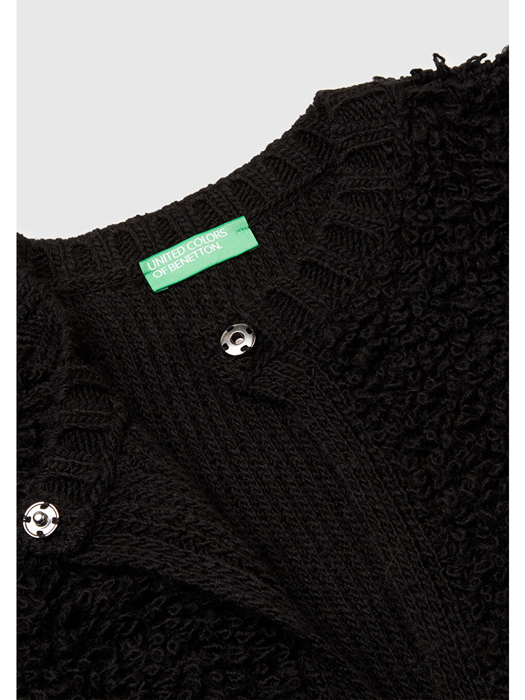 Kadın Siyah Yün Karışımlı Düğmeli Hırka-6