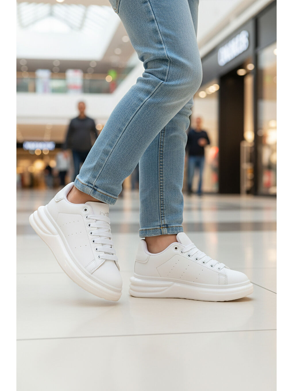 Beyaz Bağcıklı Cilt Hafifi Unisex Sneaker 628 G-2