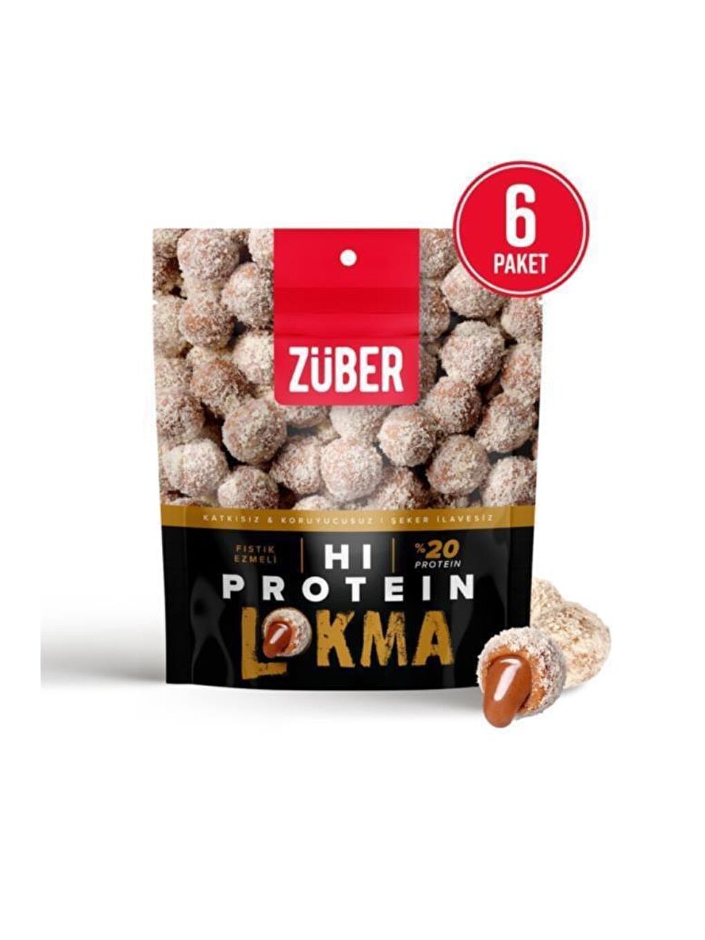 Züber Renksiz Hi Protein Lokma Fıstık Ezmeli 84g X 6 Paket