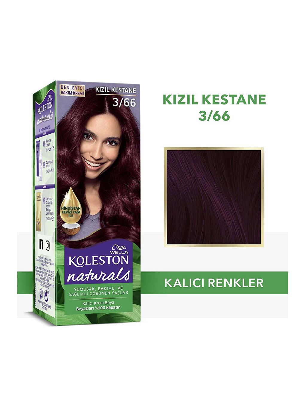 Wella Kızıl Kahve Koleston Naturals Saç Boyası 3/66 Kızıl Kestane