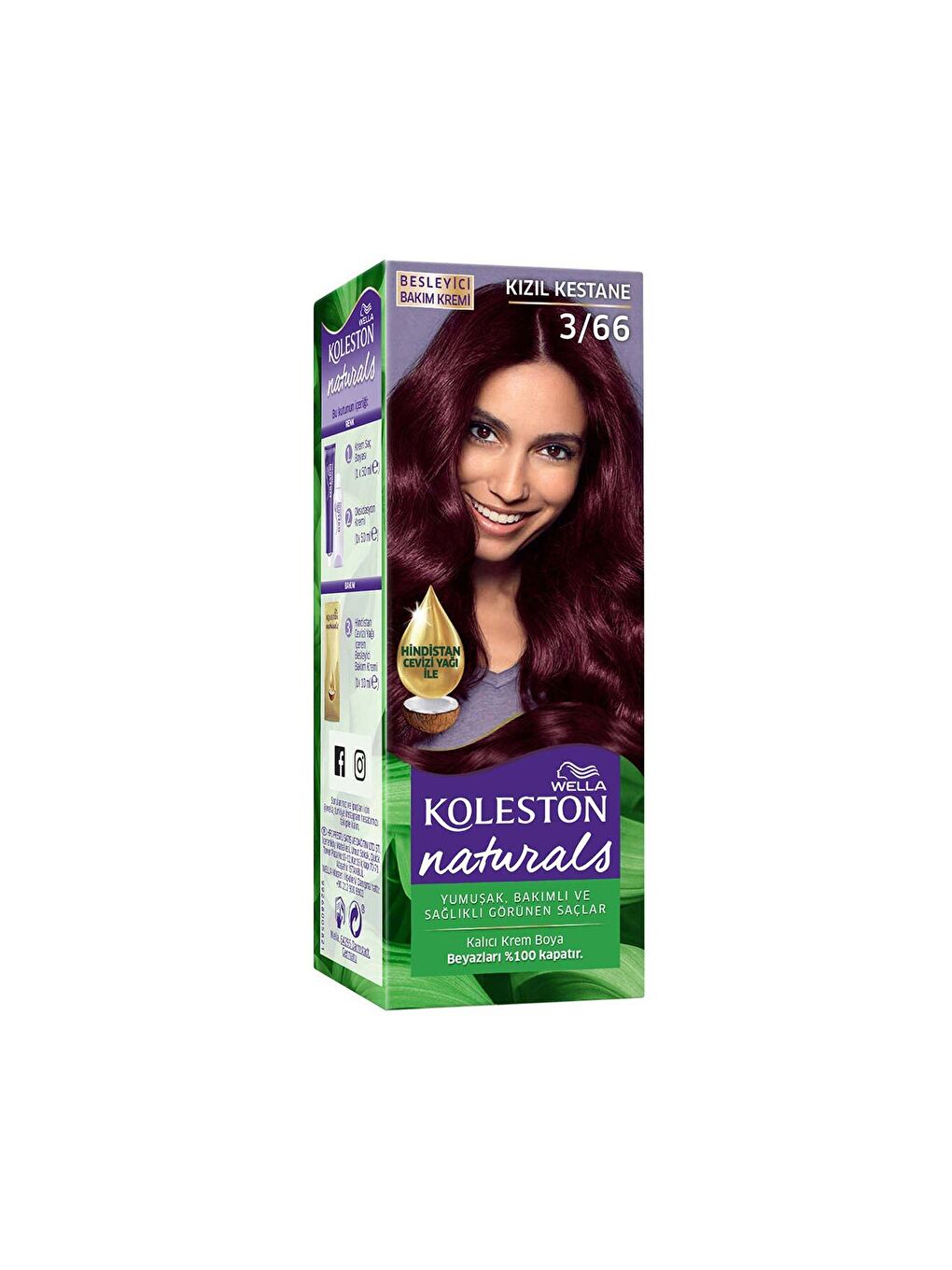 Wella Kızıl Kahve Koleston Naturals Saç Boyası 3/66 Kızıl Kestane - 1