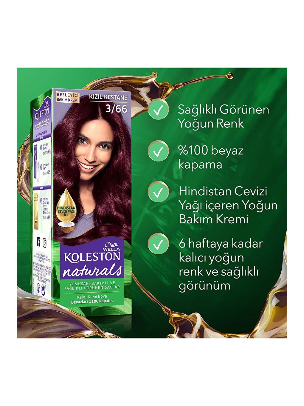 Wella Kızıl Kahve Koleston Naturals Saç Boyası 3/66 Kızıl Kestane - 6