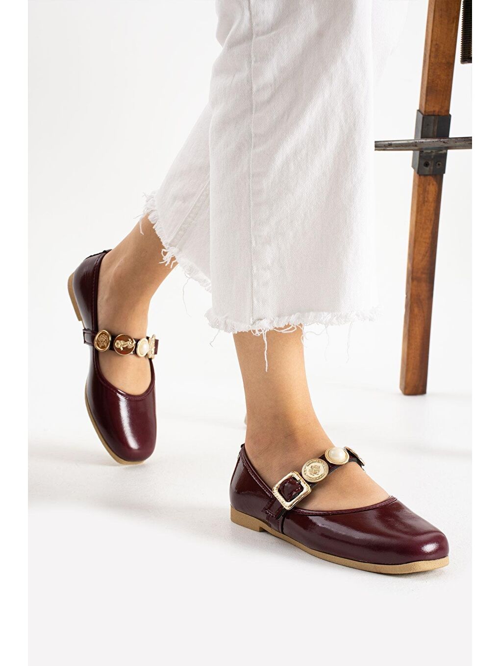 Bordo STL-110 Turalı Babet Günlük Kadın Ayakkabı Ev Babeti-1