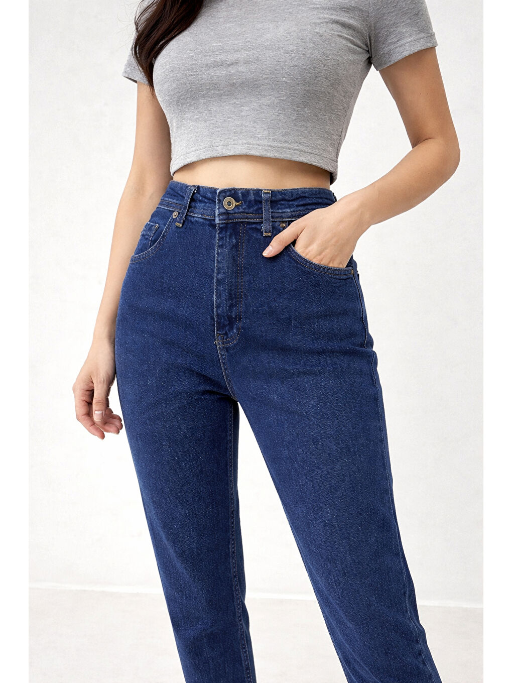 Koyu Lacivert Esnek Dar Jean-1