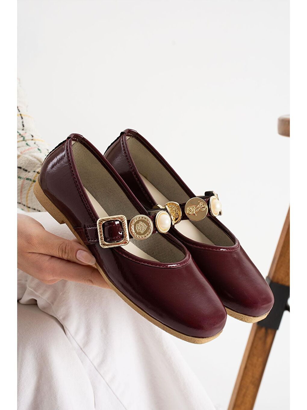 Bordo STL-110 Turalı Babet Günlük Kadın Ayakkabı Ev Babeti-2