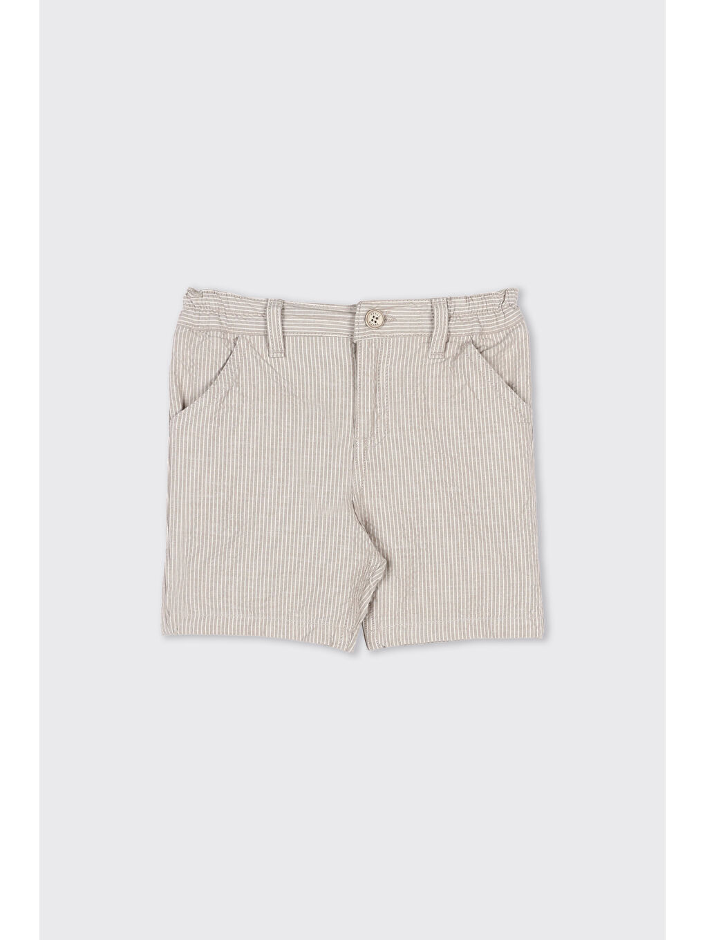 Erkek Bebek Çizgi Desenli Bej Şort