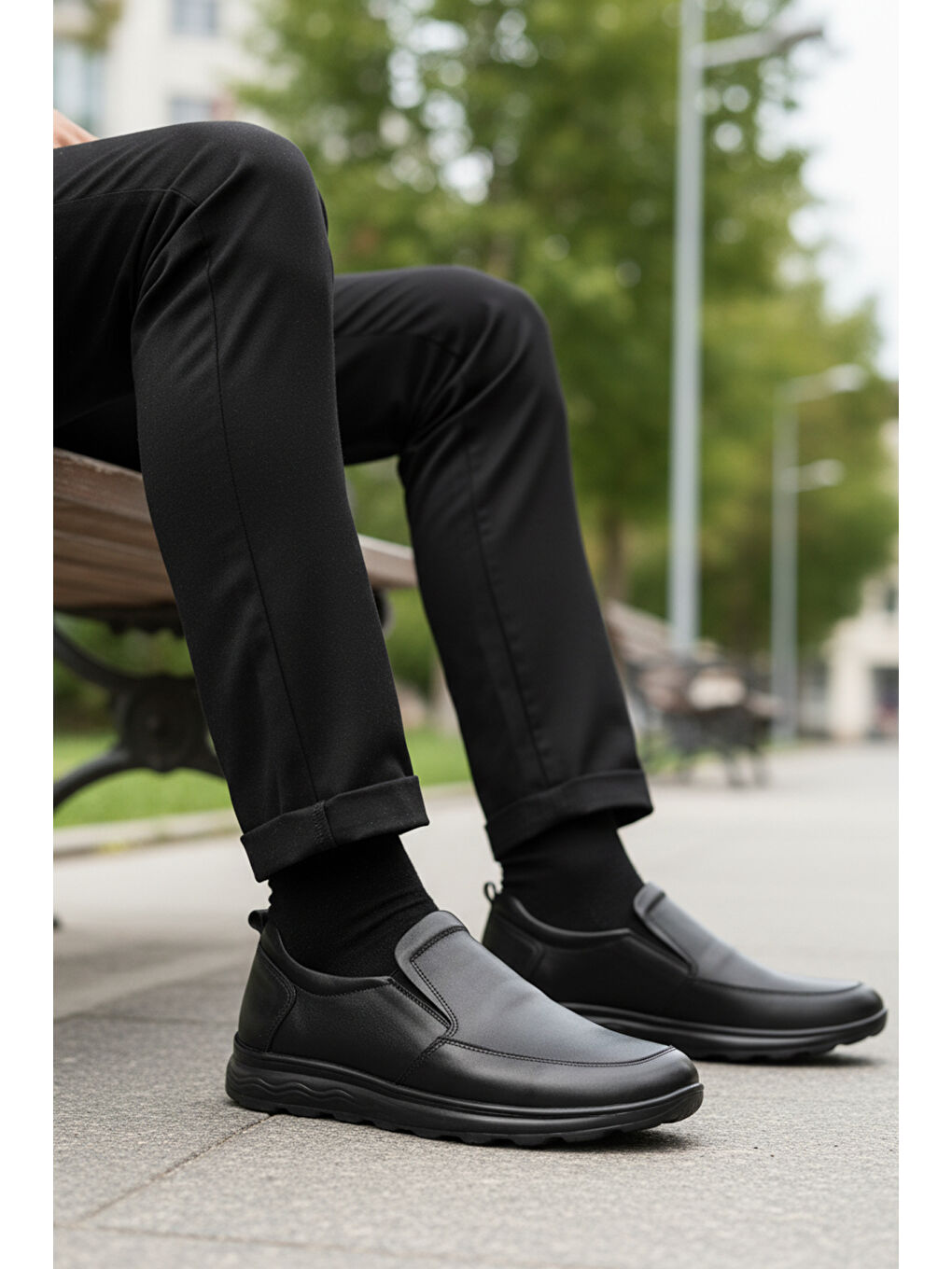 Siyah Hafif Bağcıksız Erkek Casual Ayakkabı 1612 M-2