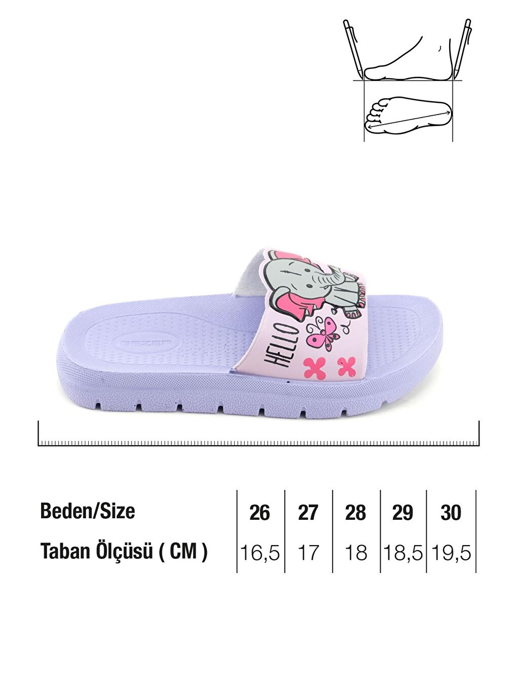 Lila Kız Çocuk Yazlık PU Islak Zemine Uygun Ev Bahçe Banyo Havuz Terlik-1