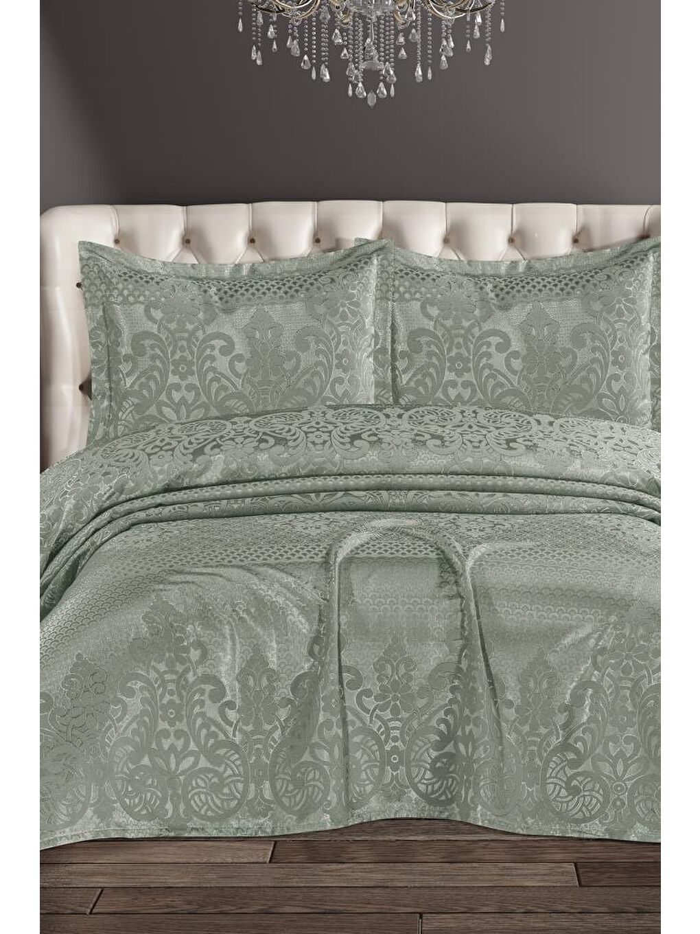 Yeşil Royal Şönil Çift Kişilik Yatak Örtüsü 240x260 cm Mint