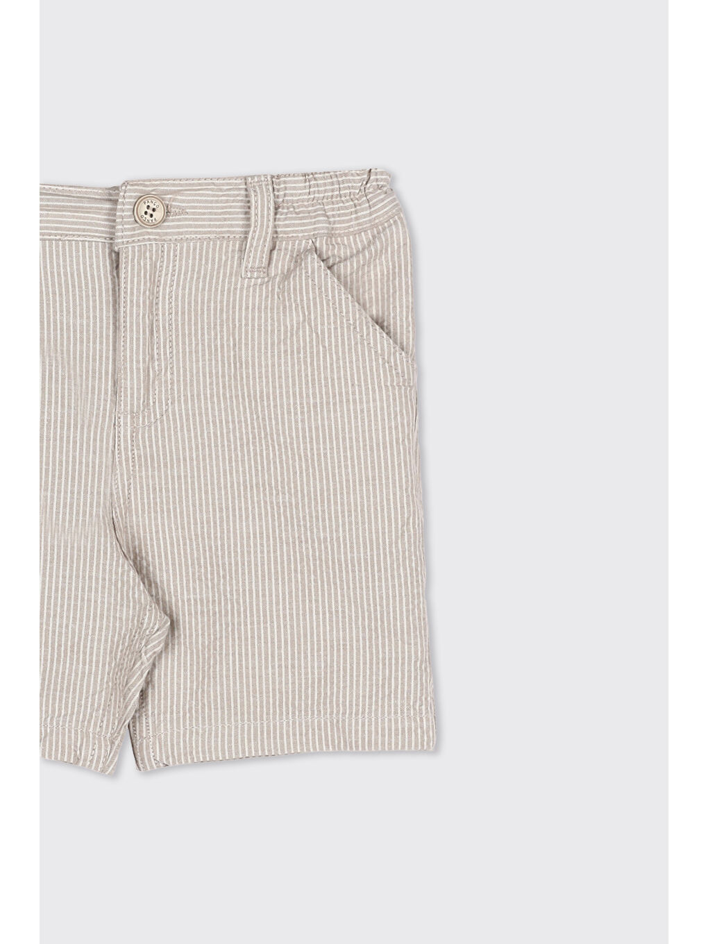 Erkek Bebek Çizgi Desenli Bej Şort-2